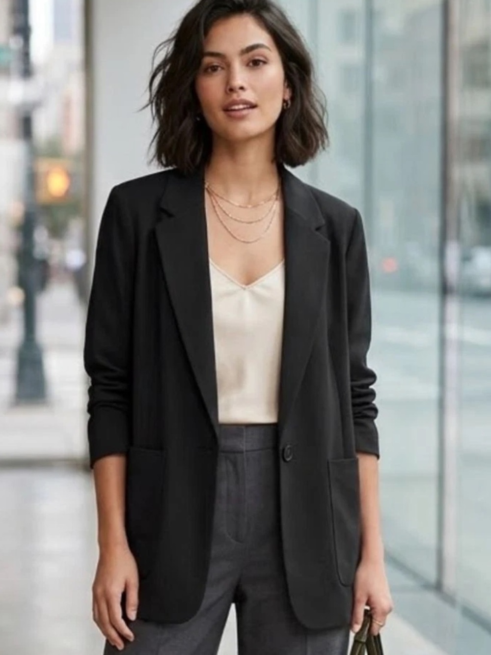 A New Day Women's Relaxed Fit Essential Blazer Black